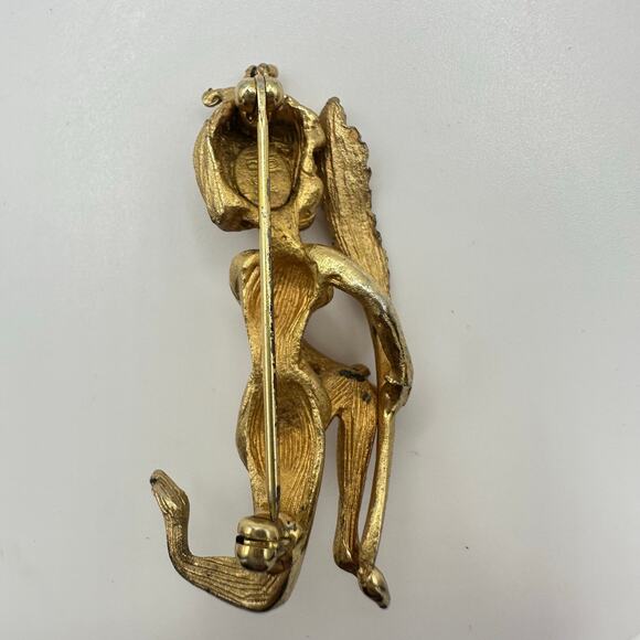 Hobé Hobe vintage gold tone kneeling woman with leaf figural brooch pin - Picture 4 of 6